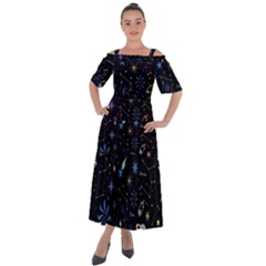 Starry Night  Space Constellations  Stars  Galaxy  Universe Graphic  Illustration Shoulder Straps Boho Maxi Dress  by Nexatart