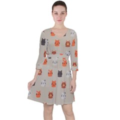 Cat Faces Pattern Ruffle Dress by Nexatart