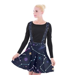 Space Wallpapers Suspender Skater Skirt by Nexatart