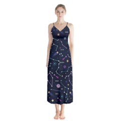 Space Wallpapers Button Up Chiffon Maxi Dress by Nexatart