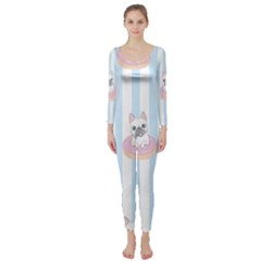 French Bulldog Dog Seamless Pattern Long Sleeve Catsuit by Vaneshart