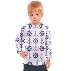 Nautical Seamless Pattern Kids  Hooded Pullover by Vaneshart