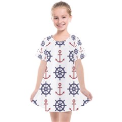 Nautical Seamless Pattern Kids  Smock Dress by Vaneshart