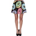 Colorful Donut Seamless Pattern On Black Vector Skater Skirt View1