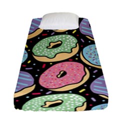 Colorful Donut Seamless Pattern On Black Vector Fitted Sheet (single Size) by Sobalvarro