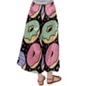 Colorful Donut Seamless Pattern On Black Vector Satin Palazzo Pants View2