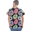 Colorful Donut Seamless Pattern On Black Vector Men s V-Neck Scrub Top View2