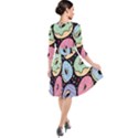 Colorful Donut Seamless Pattern On Black Vector Quarter Sleeve Waist Band Dress View2