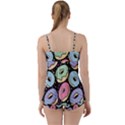 Colorful Donut Seamless Pattern On Black Vector Babydoll Tankini Set View2