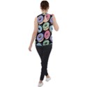 Colorful Donut Seamless Pattern On Black Vector Mock Neck Chiffon Sleeveless Top View2