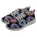 Colorful Donut Seamless Pattern On Black Vector Women Athletic Shoes View2