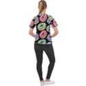 Colorful Donut Seamless Pattern On Black Vector Women s Sport Raglan Tee View2