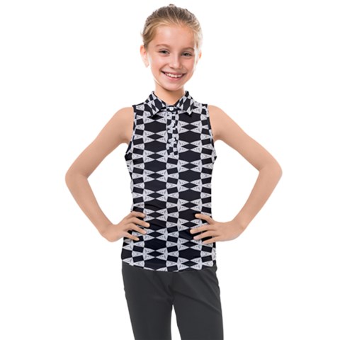 Black And White Triangles Kids  Sleeveless Polo Tee by Sparkle