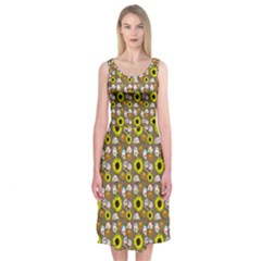 Hawaii Ghost Beige Midi Sleeveless Dress by snowwhitegirl