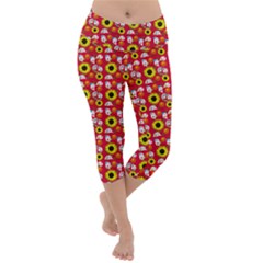 Hawaii Ghost Red Lightweight Velour Capri Yoga Leggings by snowwhitegirl