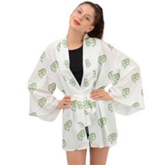 Happy St Patricks Day Symbol Motif Pattern Long Sleeve Kimono by dflcprintsclothing