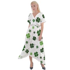 St Patricks Day Pattern Cross Front Sharkbite Hem Maxi Dress by Valentinaart