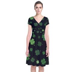 St Patricks Day Short Sleeve Front Wrap Dress by Valentinaart