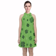 St Patricks Day Velvet Halter Neckline Dress  by Valentinaart