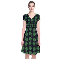 St Patricks Day Short Sleeve Front Wrap Dress by Valentinaart