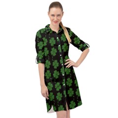 St Patricks Day Long Sleeve Mini Shirt Dress by Valentinaart