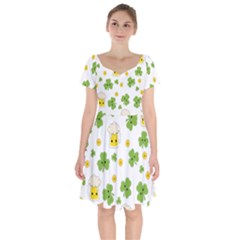 St Patricks Day Short Sleeve Bardot Dress by Valentinaart