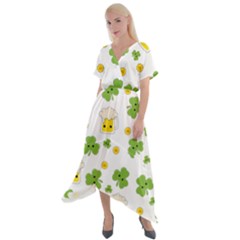 St Patricks Day Cross Front Sharkbite Hem Maxi Dress by Valentinaart