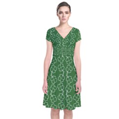 St Patricks Day Short Sleeve Front Wrap Dress by Valentinaart