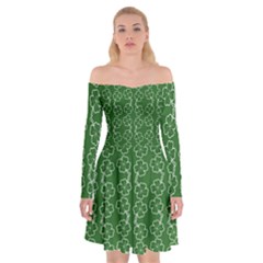 St Patricks Day Off Shoulder Skater Dress by Valentinaart