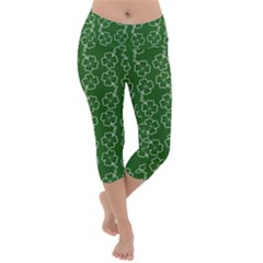 St Patricks Day Lightweight Velour Capri Yoga Leggings by Valentinaart