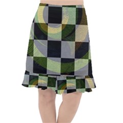 Digital Checkboard Fishtail Chiffon Skirt by Sparkle