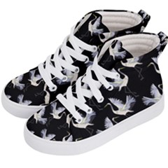 Crane Pattern Kids  Hi-top Skate Sneakers by Wegoenart