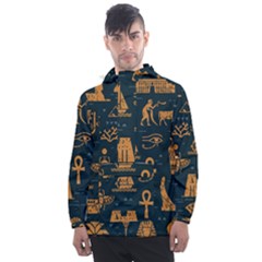 Dark Seamless Pattern Symbols Landmarks Signs Egypt Men s Front Pocket Pullover Windbreaker by Wegoenart