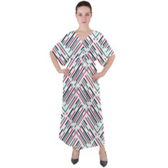 Abstract Colorful Pattern Background V-neck Boho Style Maxi Dress by Wegoenart