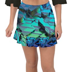 Digital Abstract Fishtail Mini Chiffon Skirt by Sparkle