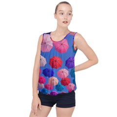 Rainbow Umbrella Bubble Hem Chiffon Tank Top by Sparkle