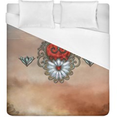 Wonderful Elegant Heart Duvet Cover (king Size) by FantasyWorld7