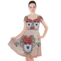 Wonderful Elegant Heart Cap Sleeve Midi Dress by FantasyWorld7