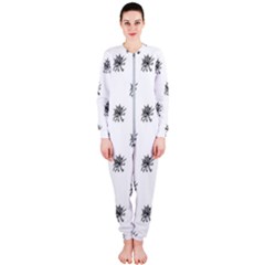 Stylized Black And White Floral Print Onepiece Jumpsuit (ladies)  by dflcprintsclothing