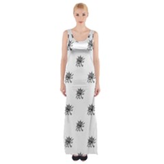 Stylized Black And White Floral Print Thigh Split Maxi Dress by dflcprintsclothing