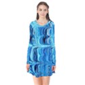 Blue Waves Long Sleeve V-neck Flare Dress View1