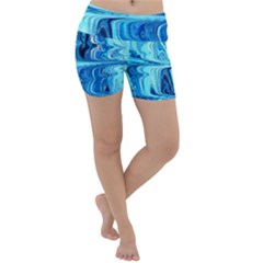 Blue Waves Lightweight Velour Yoga Shorts by Sparkle