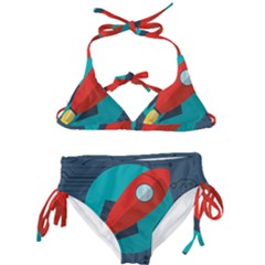 Rocket With Science Related Icons Image Kids  Classic Bikini Set by Vaneshart