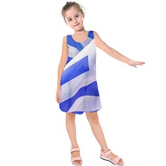 Uruguay Flags Waving Kids  Sleeveless Dress by dflcprintsclothing