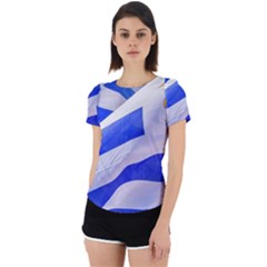 Uruguay Flags Waving Back Cut Out Sport Tee by dflcprintsclothing