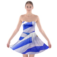 Uruguay Flags Waving Strapless Bra Top Dress by dflcprintsclothing