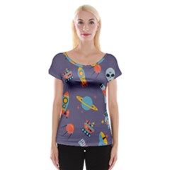 Space Seamless Pattern Cap Sleeve Top by Vaneshart