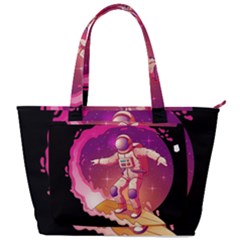 Astronaut Spacesuit Standing Surfboard Surfing Milky Way Stars Back Pocket Shoulder Bag  by Vaneshart