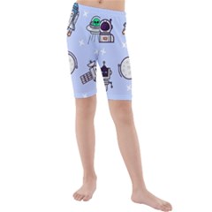 Seamless Pattern With Space Theme Kids  Mid Length Swim Shorts by Vaneshart