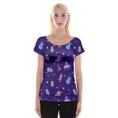 Space Seamless Pattern Cap Sleeve Top by Vaneshart